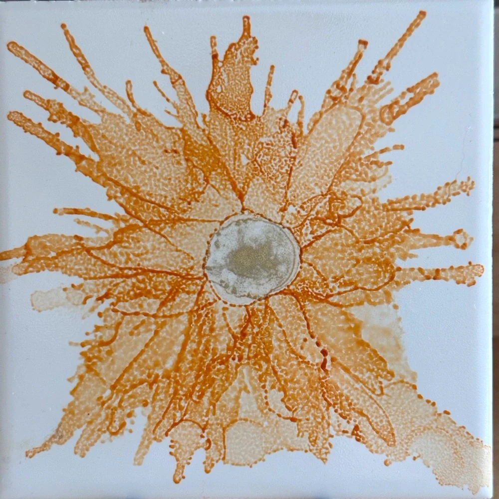 Hand crafted original alcohol ink painting on ceramic tile